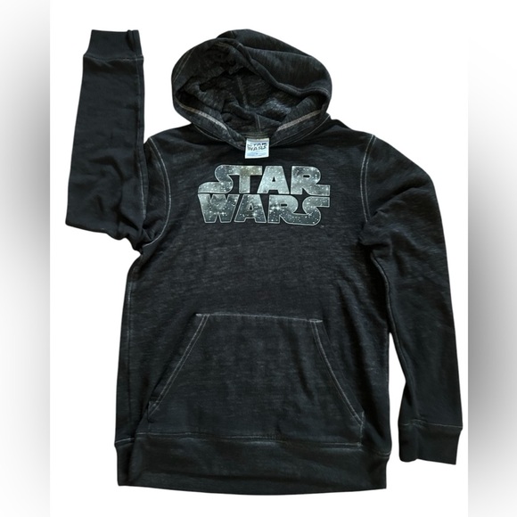 Star Wars Kids Black Galaxy Logo Pullover Hoodie Size Medium - Picture 1 of 3